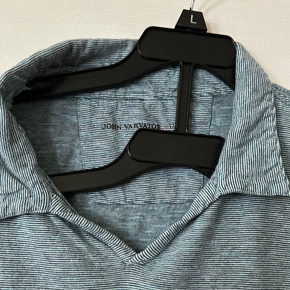 John Varvatos Men's Blue Striped polo